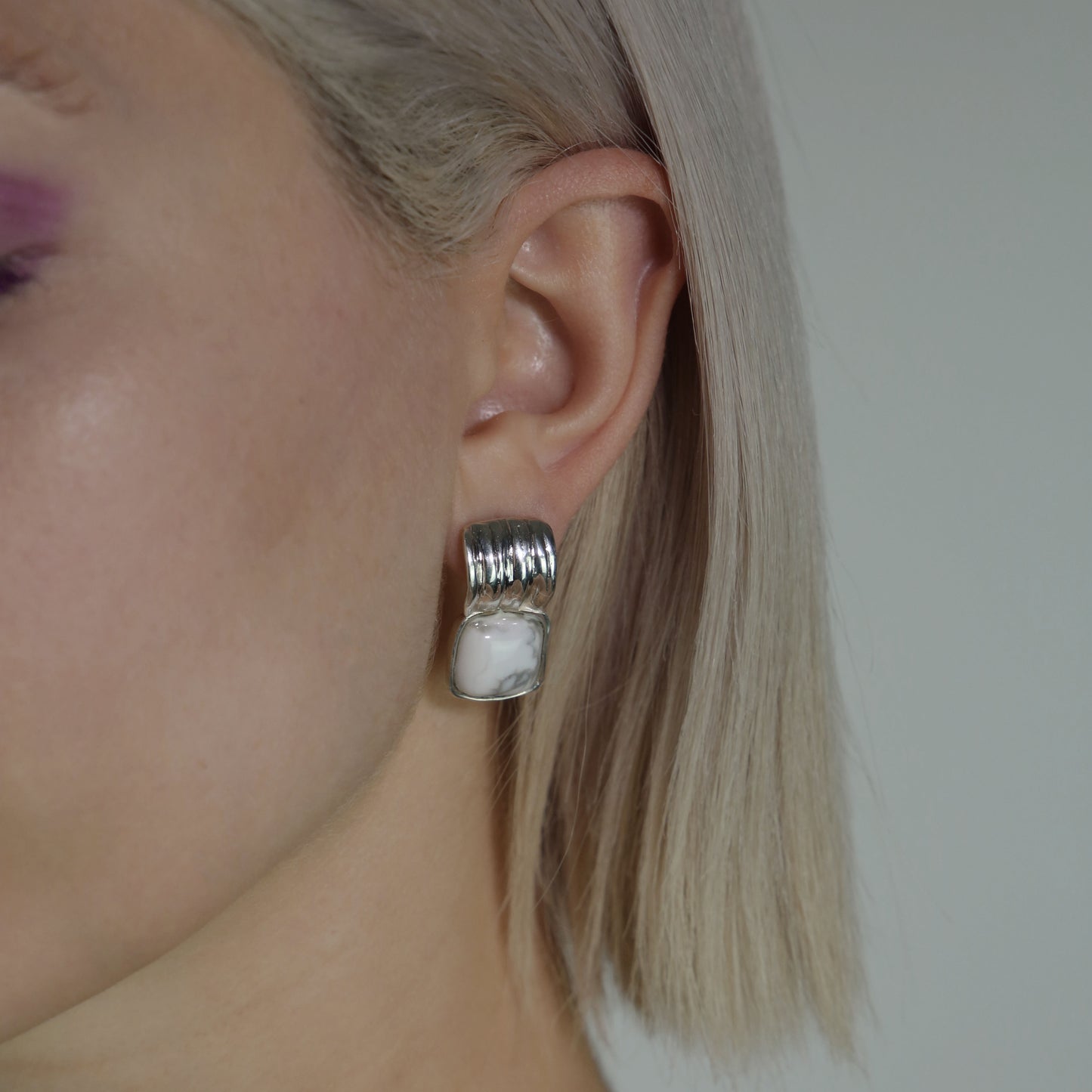 Handmade earrings crafted from sterling silver 925 with a semi-precious stone