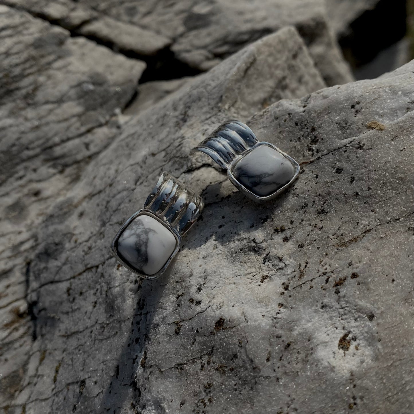 Handmade earrings crafted from sterling silver 925 with a semi-precious stone