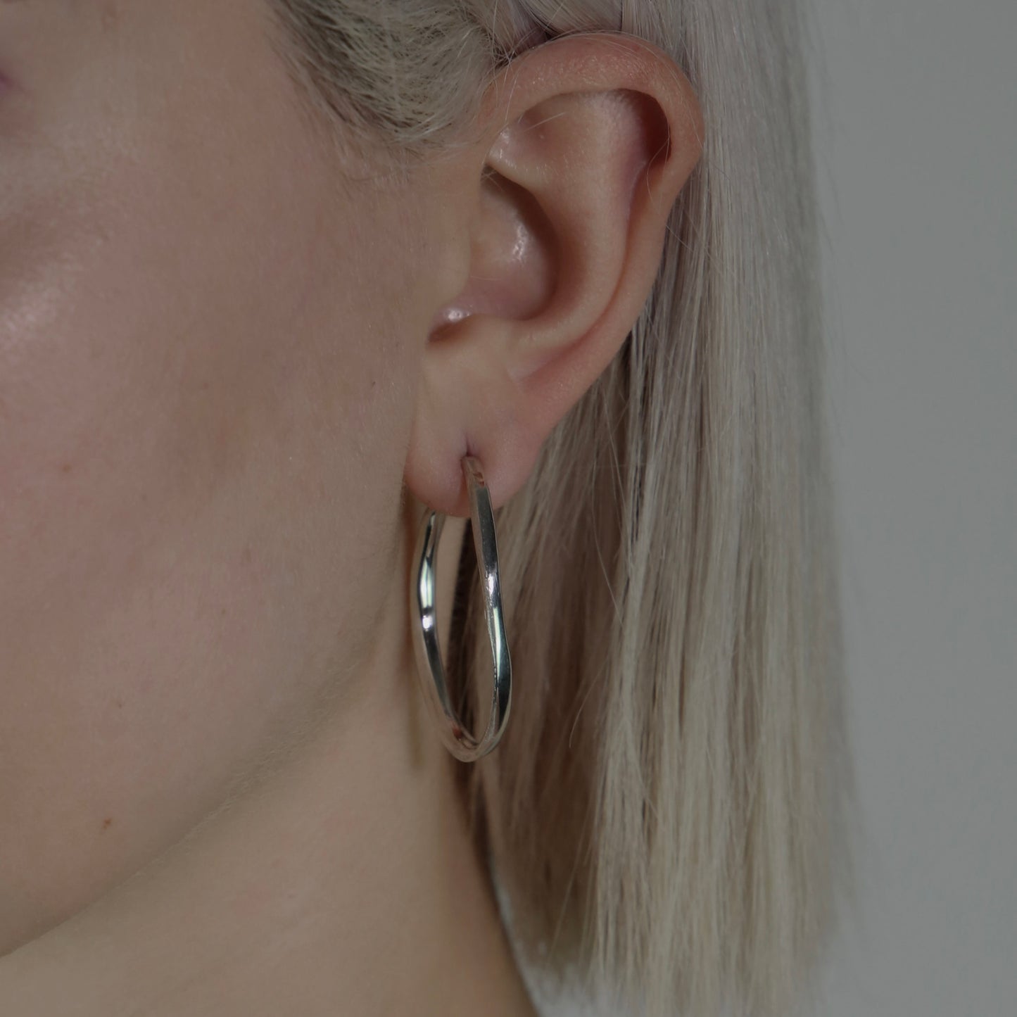 Handmade oval hoop earrings made from sterling silver 925