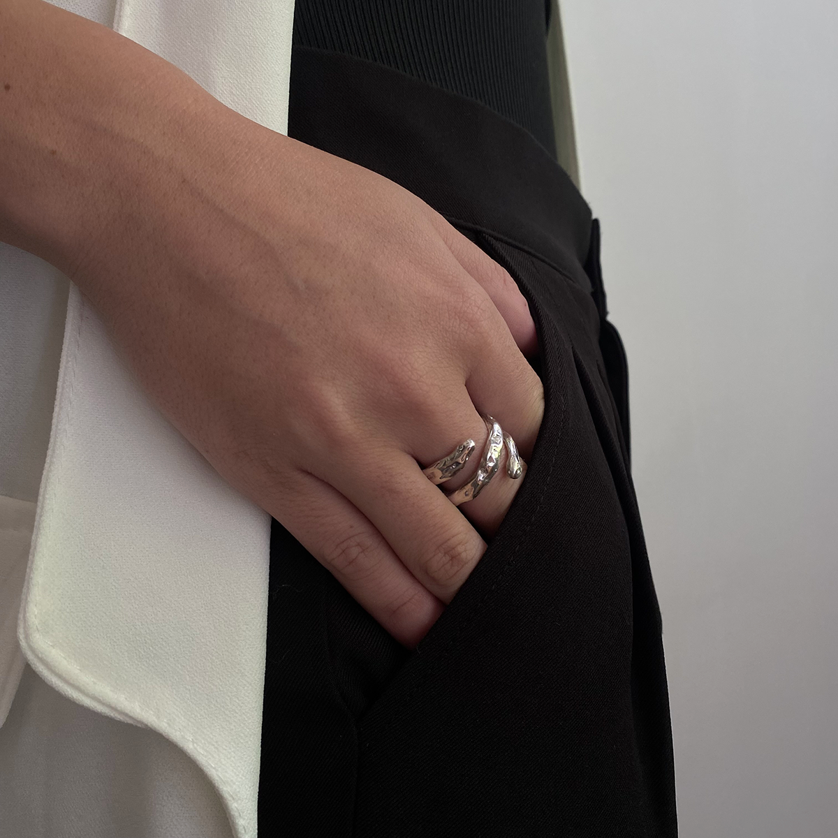 Handmade untreated ring crafted from sterling silver 925.