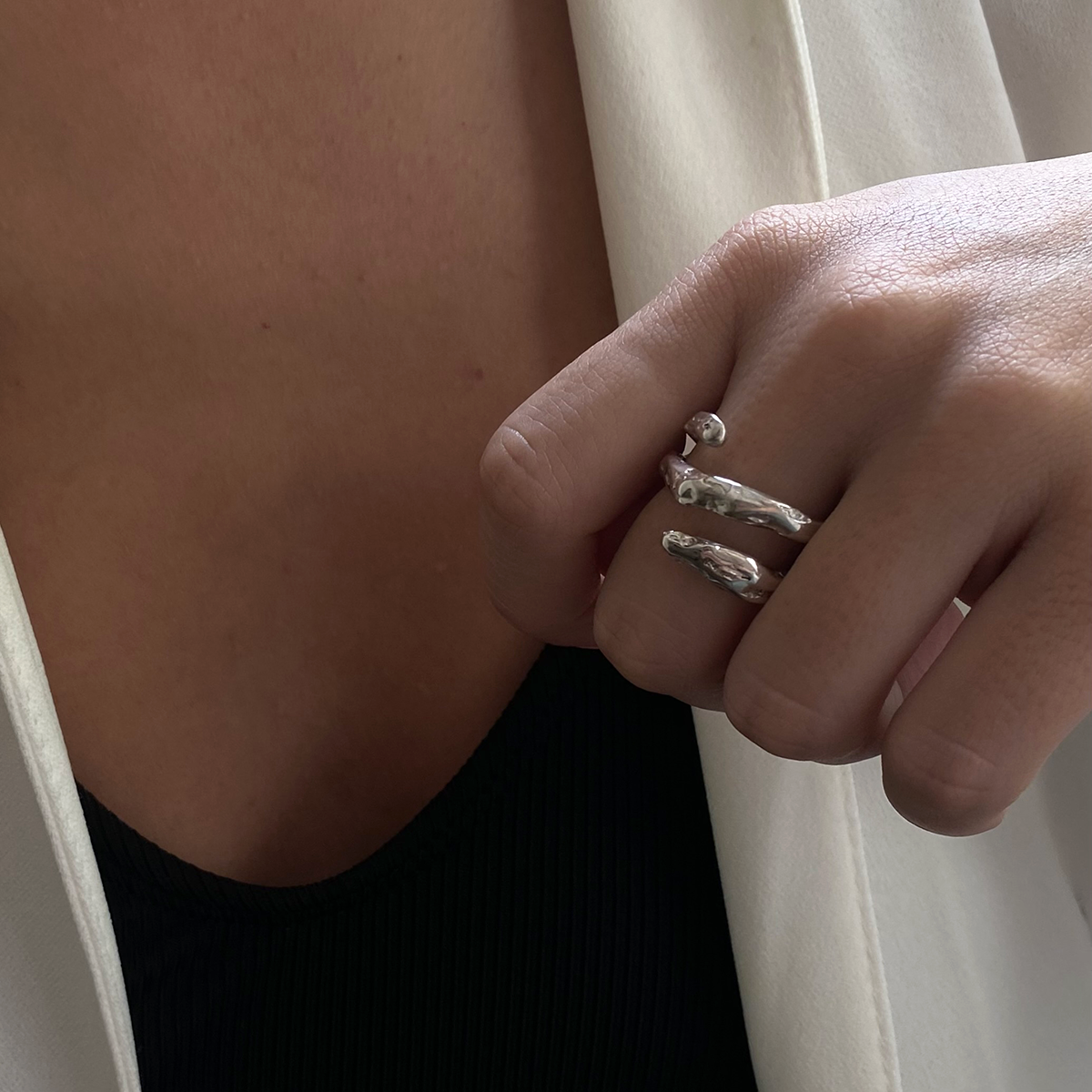 Handmade untreated ring crafted from sterling silver 925.