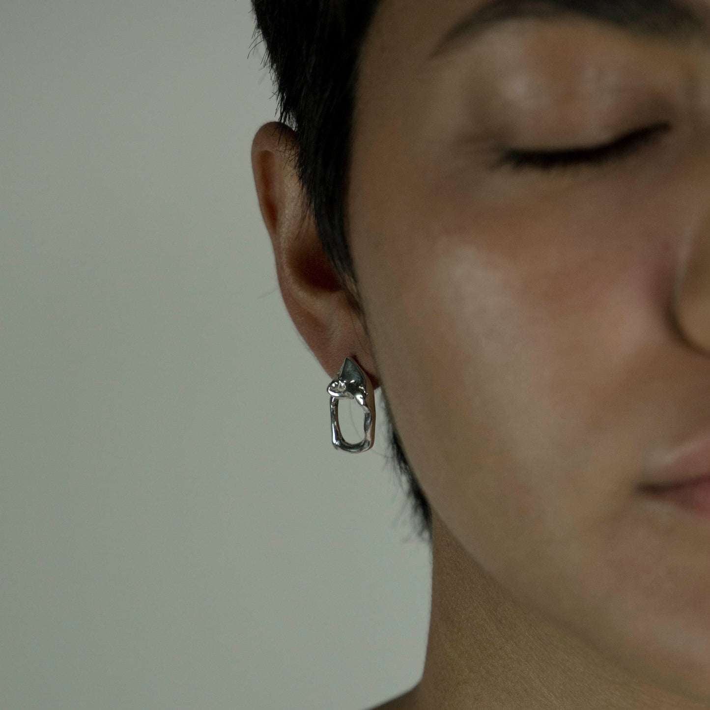 Square earrings are handcrafted and made from sterling silver 925