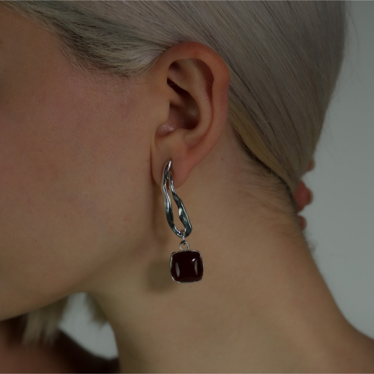 Handmade earrings crafted from sterling silver 925 with a semi-precious stone