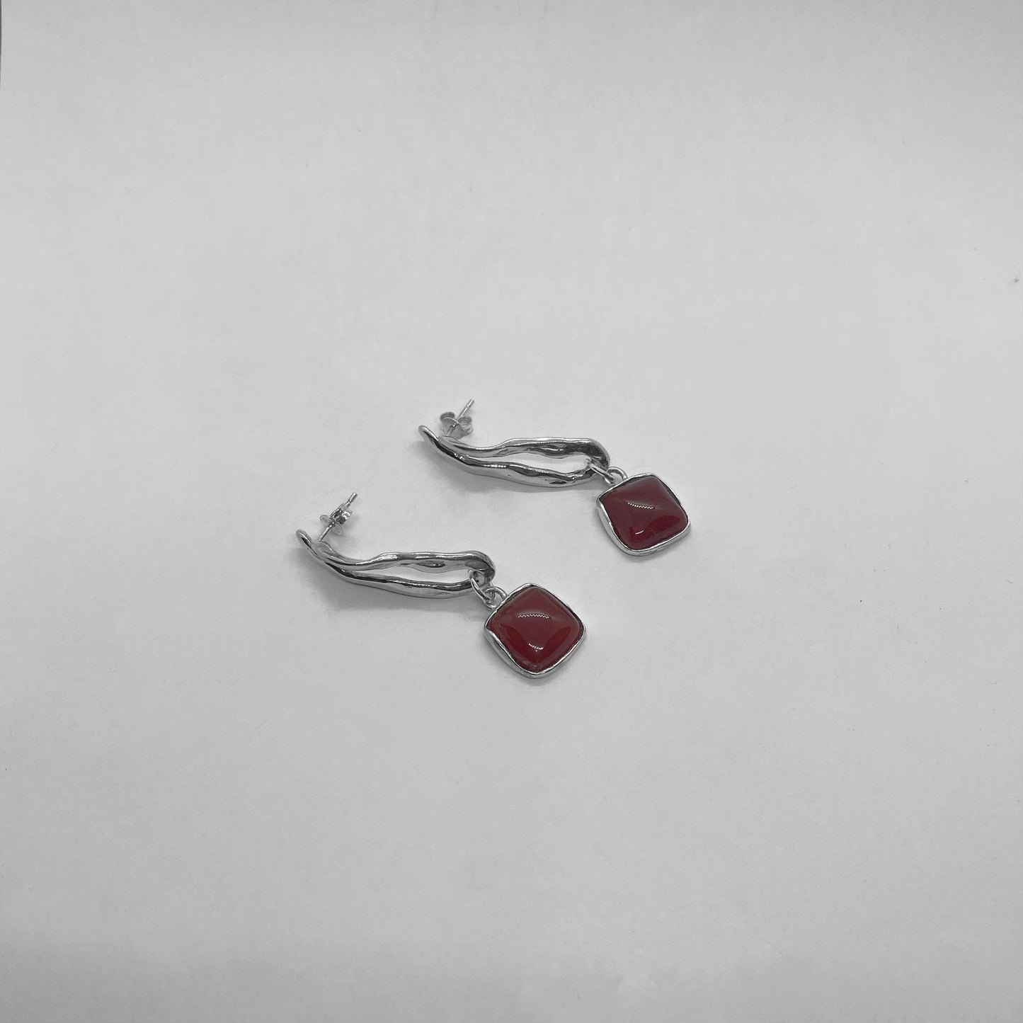 Handmade earrings crafted from sterling silver 925 with a semi-precious stone