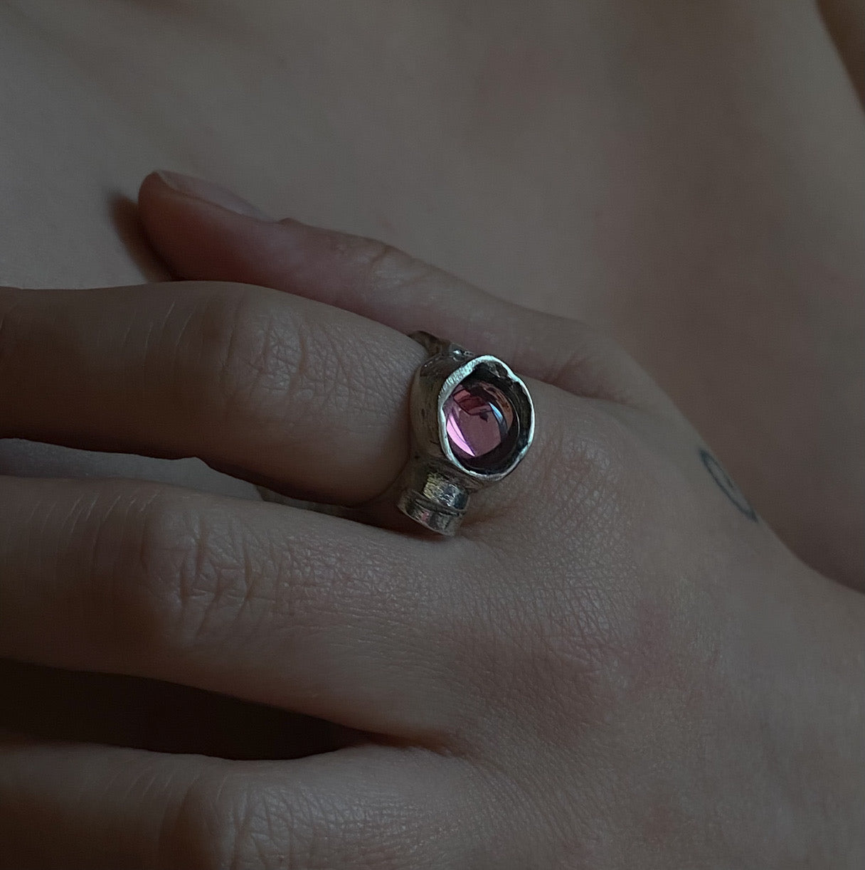 Handcrafted 925 Sterling Silver Ring
Material: 925 Sterling Silver
Stone / Detail: Purple Glass or Rose Quartz (Semi-precious gemstone)
Size &amp; Fit: Available in sizes 43mm to 60mm. Features an open, adjustable design that can be resized up to 3 sizes for a custom, perfect fit.
Finish: Smooth, polished finish with an organic, raw aesthetic
Craftsmanship: 100% Handcrafted in Greece
Production: Made to order
Shipping: Ships within 5–10 business days
Each piece of jewelry is individually handcrafted and uni