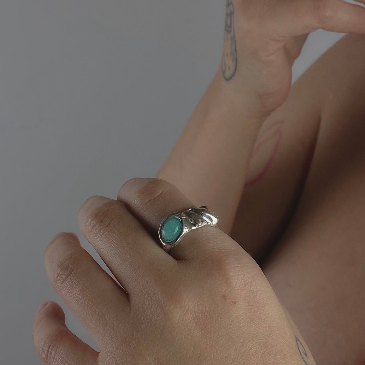 Handcrafted 925 Sterling Silver Ring

Material: 925 Sterling Silver
Semi-precious Gemstones: Black Agate, Chalcedony, Turquoise Amasonite, or Mother of Pearl
Size &amp; Fit: Available in sizes 44mm to 60mm. Features an open, adjustable design that can be resized up to 3 sizes for a custom, perfect fit.
Finish: Smooth, polished finish with an organic, raw aesthetic
Craftsmanship: 100% Handcrafted in Greece
Production: Made to order